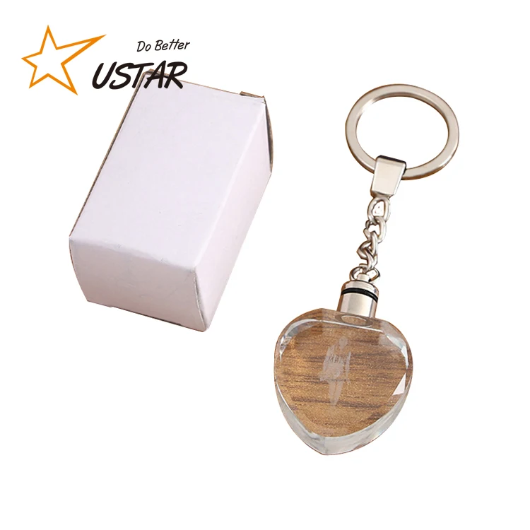 
cheap 3d laser engraving transparent photo keychain led glass flashlight keyring, led acrylic keychain flashlight 