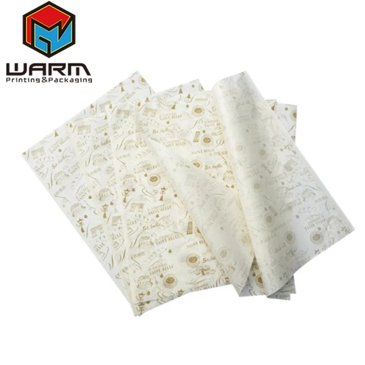 Wholesale Customized Printed Logo and Size Food Safe Grade burger paper Greaseproof Deli Meat Wrapping Wax Coated Paper