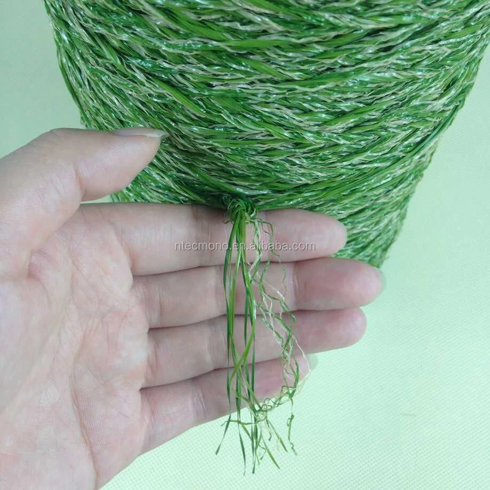 Hot sale NTEC 11000 dtex/16F PE Straight+ PP Curly Artificial Grass Yarn for Landscaping with good price