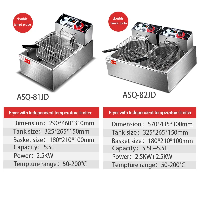 high quality factory wholesale price stainless steel fryer with oil valve # ASQ -101V