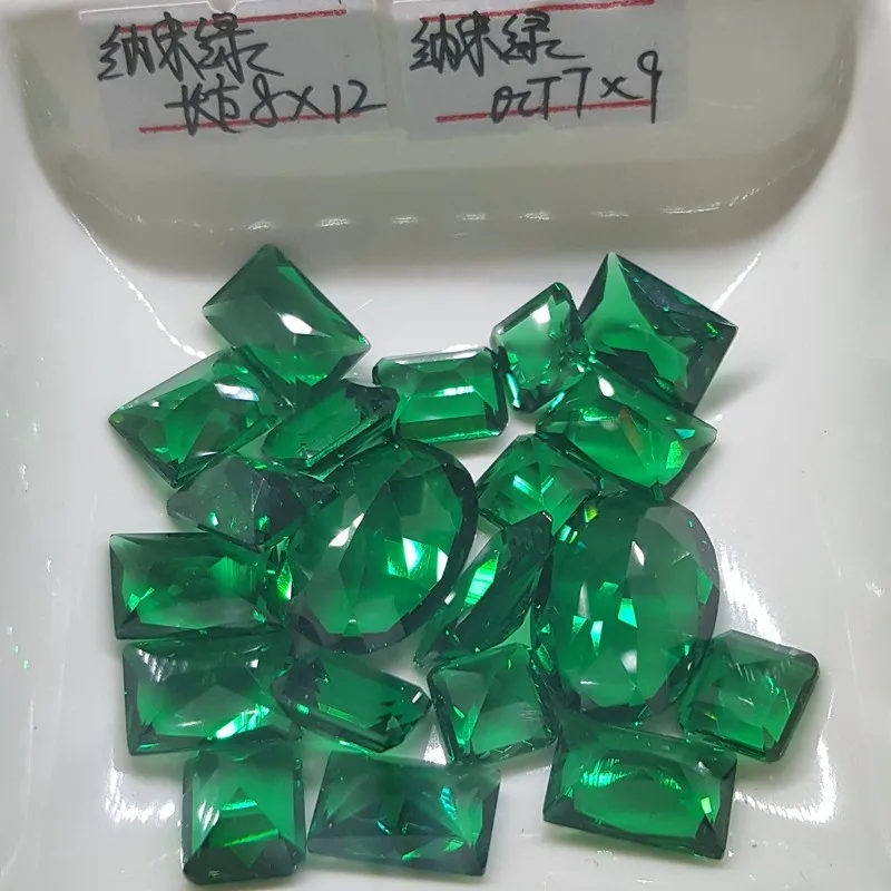 Synthetic European machine cut round green nano emerald spinel crystal nano emerald