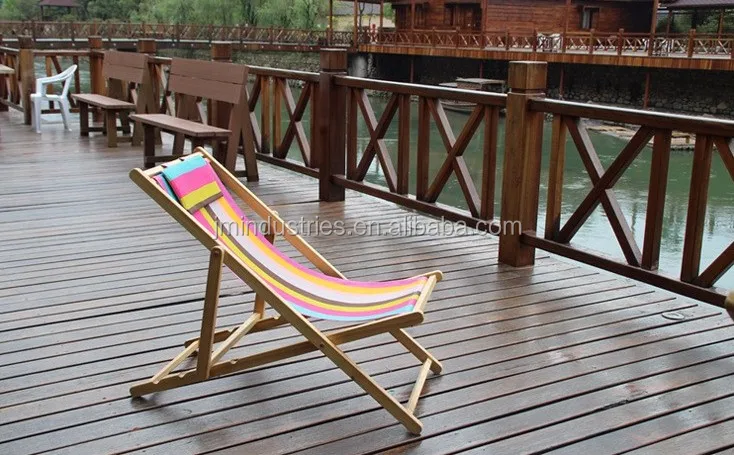 2018 Colorful Wooden Folding  Deck Beach Sand Chair