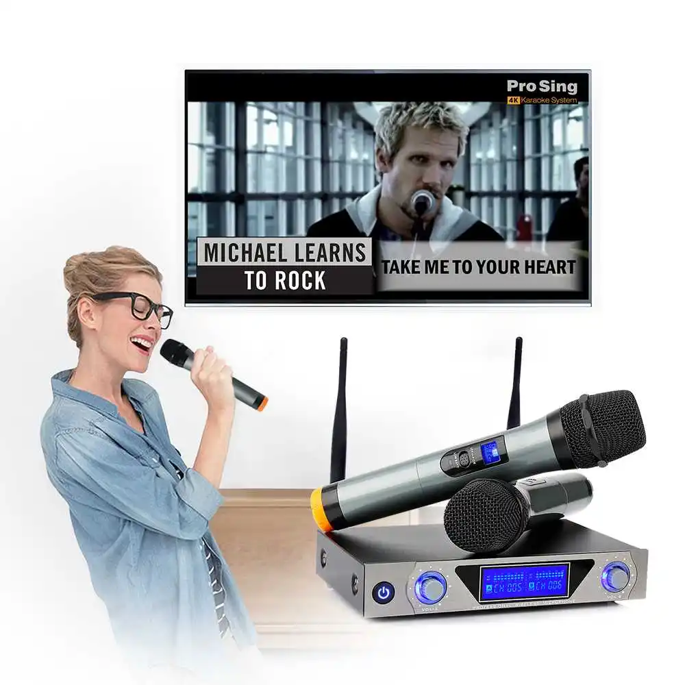 Free Ship Wireless BT Microphone System VHF Dual Channels Handheld Microphone Systems Mini Portable Singing Mixer Karaoke