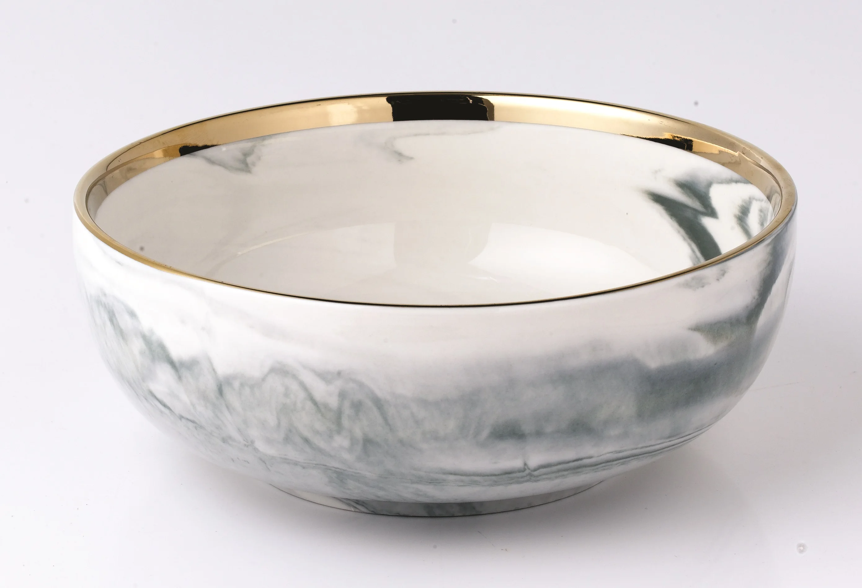 Marble Bowl Dishes Bowl Dinner Ware Fine Porcelain Rimmed China Best Selling Gold Luxury Brown Box Color Enamel Home Appliance