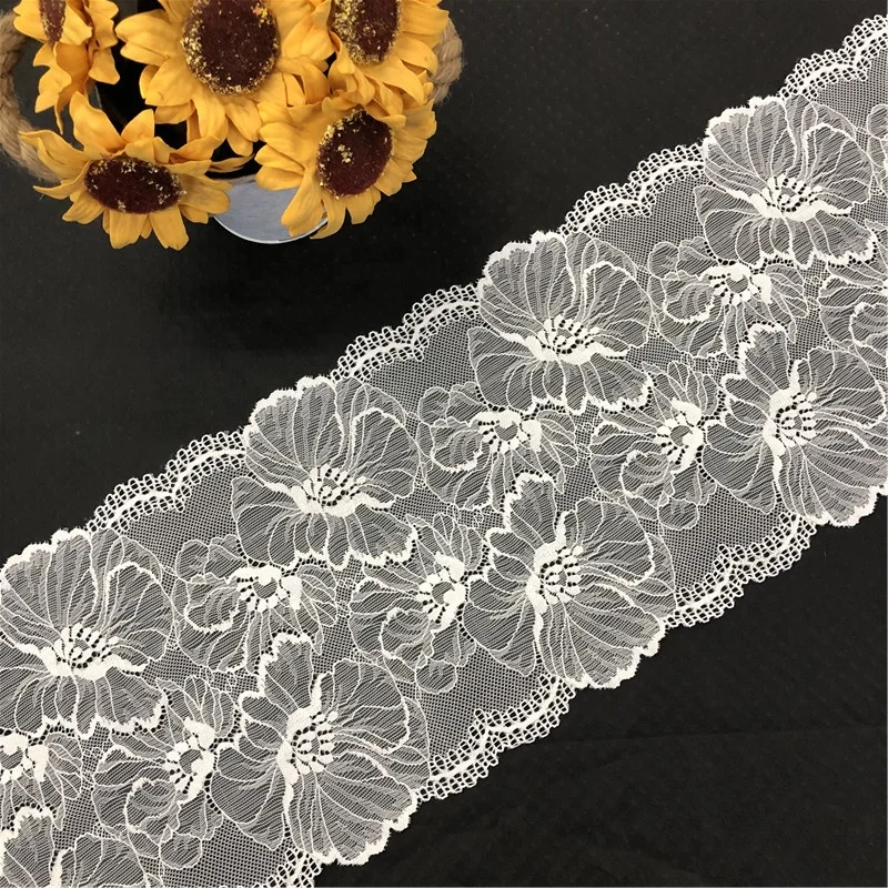 Wholesale White stretch guipure tulle lace trim border for garment accessories