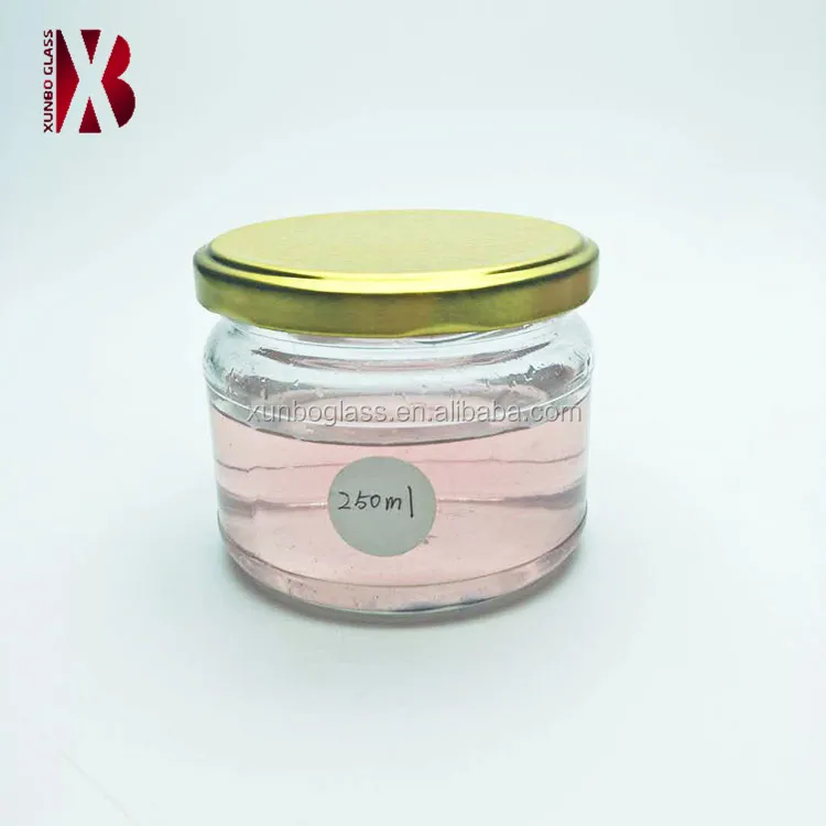 wide mouth glass honey jars with metal screw lid 250ml 300ml