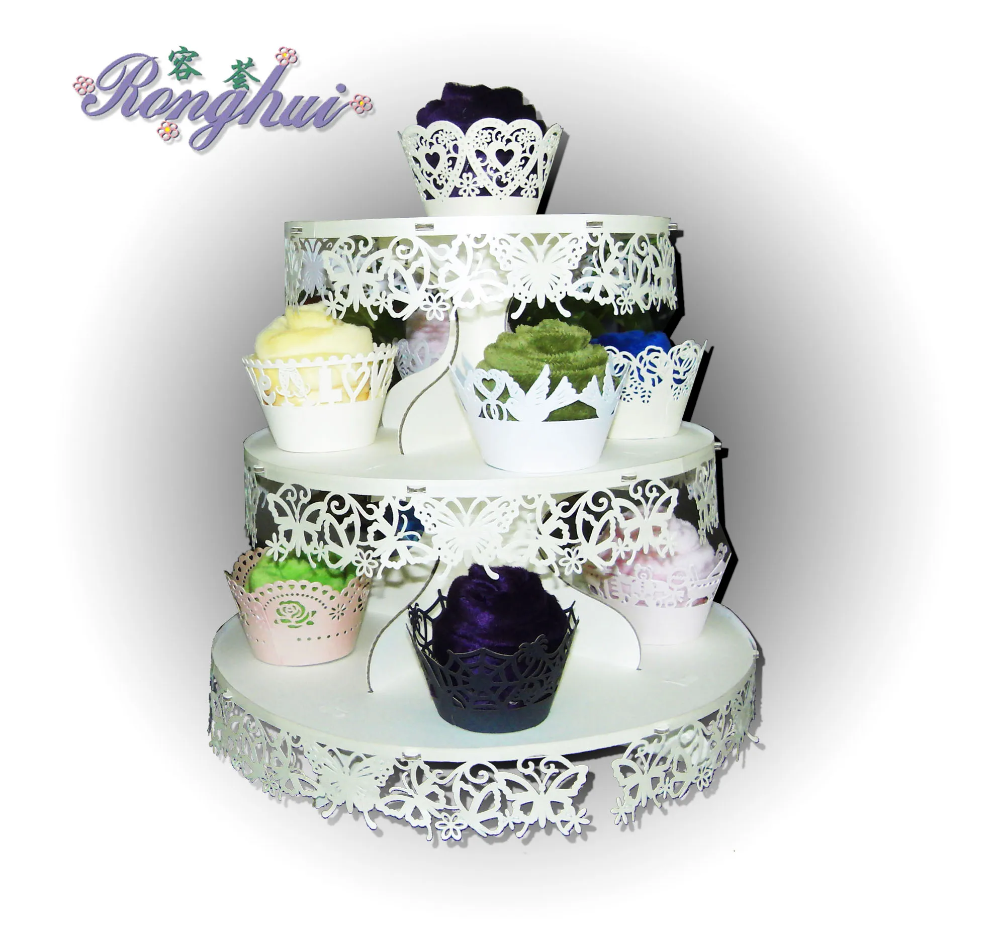 vintage style butterfly Lace  Wedding Cupcake Paper Cake Stand Party Decorating