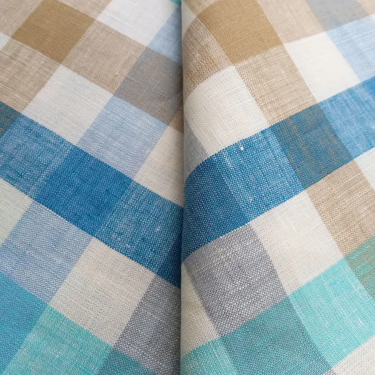 SHAOXING Factory Supplier textile yarn dyed fabric 100% flax linen fabric for shirts, coat, dresses