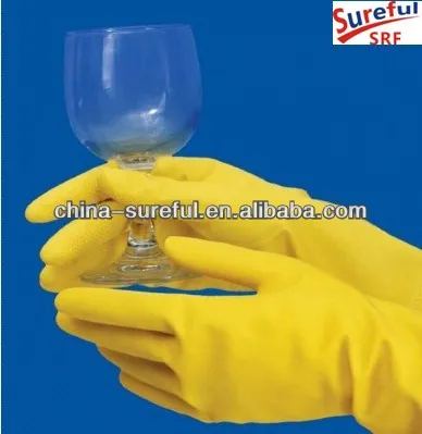 Yellow Household Cleaning Latex Gloves Silicone Dishwashing Gloves Kitchen Rubber Gloves