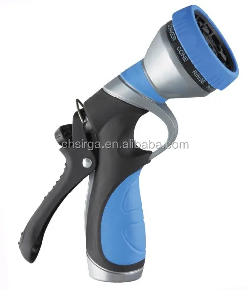 Garden Water Gun metal rear multi-pattern (9) nozzle, metal water hose spray nozzles