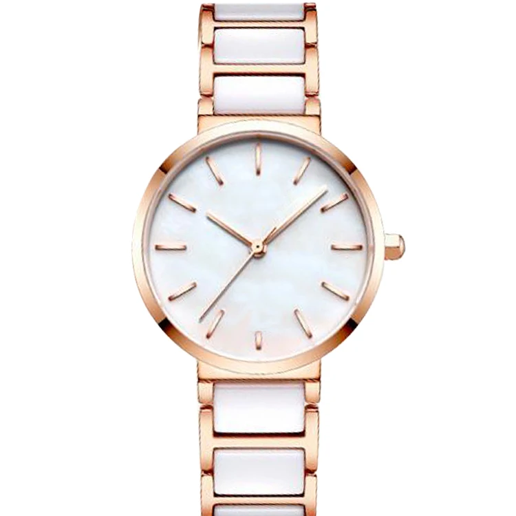 2018 Wholesale ceramic unisex watch gold causal watch