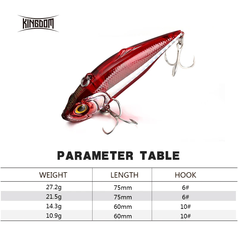 fishing lures sinking VIB 75mm 21.5g/27.2g,60mm 10.9g/14.3g hard bait of fishing tackle six colors available model 5504