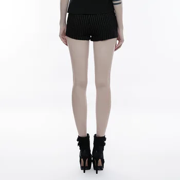 
Opk-146 PUNKRAVE Woman Casual Short Pants Women Gothic Punk Pants High Waist Stripe Adults Pants Fitted Pants Skinny Black 