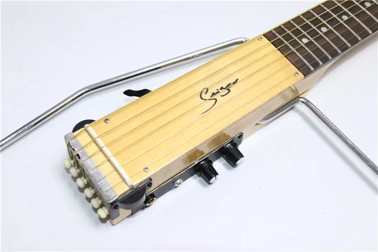 Wholesale custom brand 6 strings Maple wood headless travel electric guitar