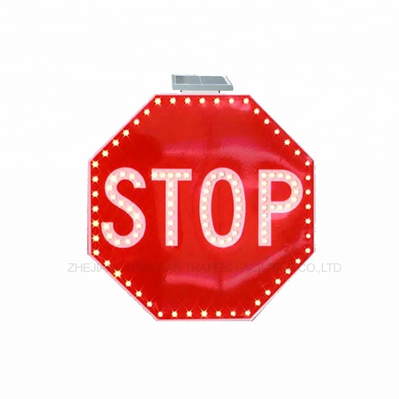 DingTing15 Custom Solar Powered LED Traffic Security STOP Sign