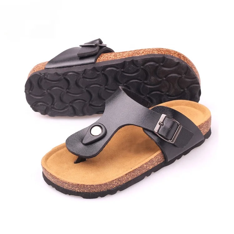 Hot sale cork sole children flipflops kids thong sandals boys girls comfortable casual slippers for beach with soft foot-bed