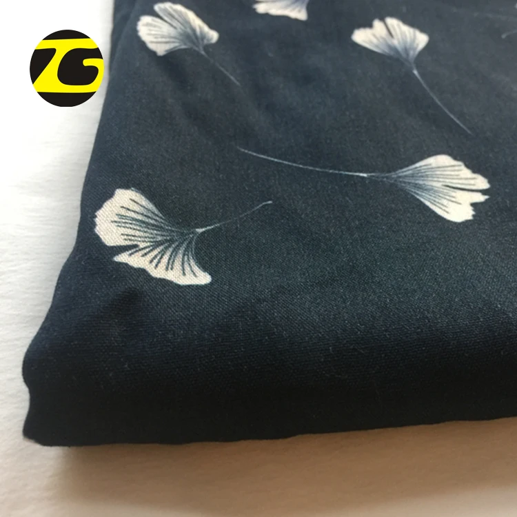 Leaf design digital printed 100 viscose weaving rayon poplin fabric for women blouses