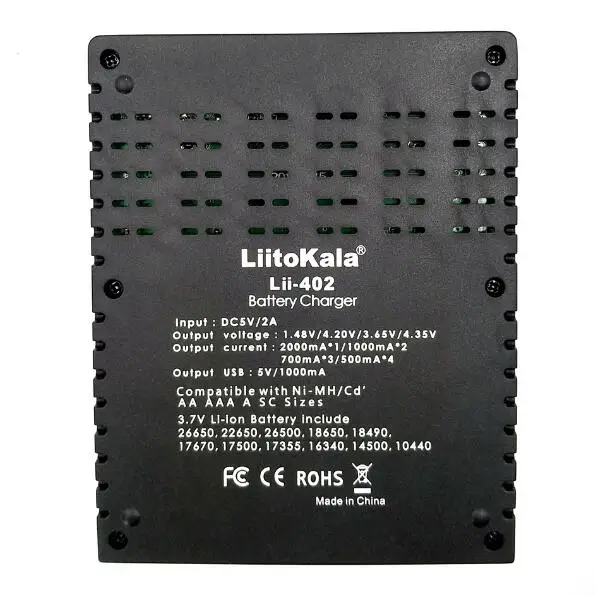 Liitokala USB charger for AA/AAA 18650 26650 10440 14500 16340 25500 NiMH lithium battery