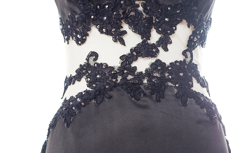 Latest long-length black a line evening dress formal