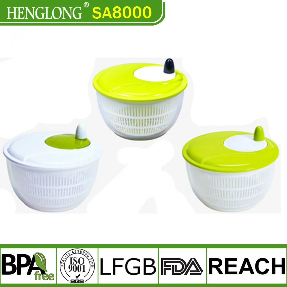 Kitchen Tools Plastic Transparent Salad Spinner With Handle Salad Bowl fruit and Vegetable spinner dryer