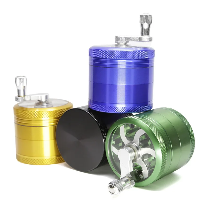Hand Crank Herb Grinder Aluminum Tobacco Grinder High Quality 4 Parts Herb Grinder