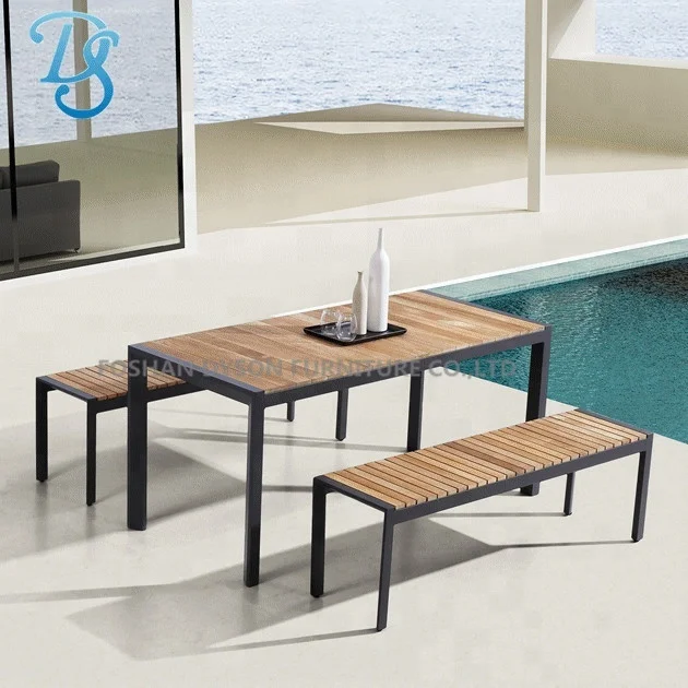 New arrival morden aluminium garden dining set high quality aluminium table with bench chairs
