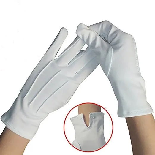 Ceremonial gloves embroidery logo waiter gloves masonic white cotton gloves