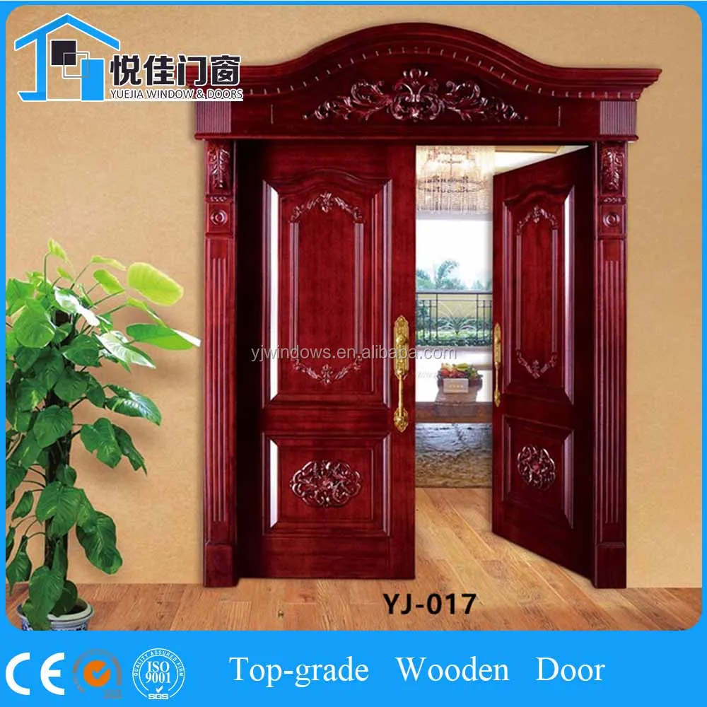 Double solid wood carving main door on good price