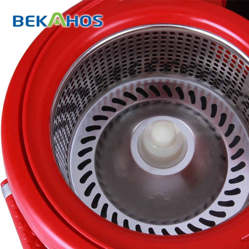 BEKAHOS Rotating mop with stainless steel telescoping Pole drying Easy Magic Floor cleaning mop bucket with foot pedal