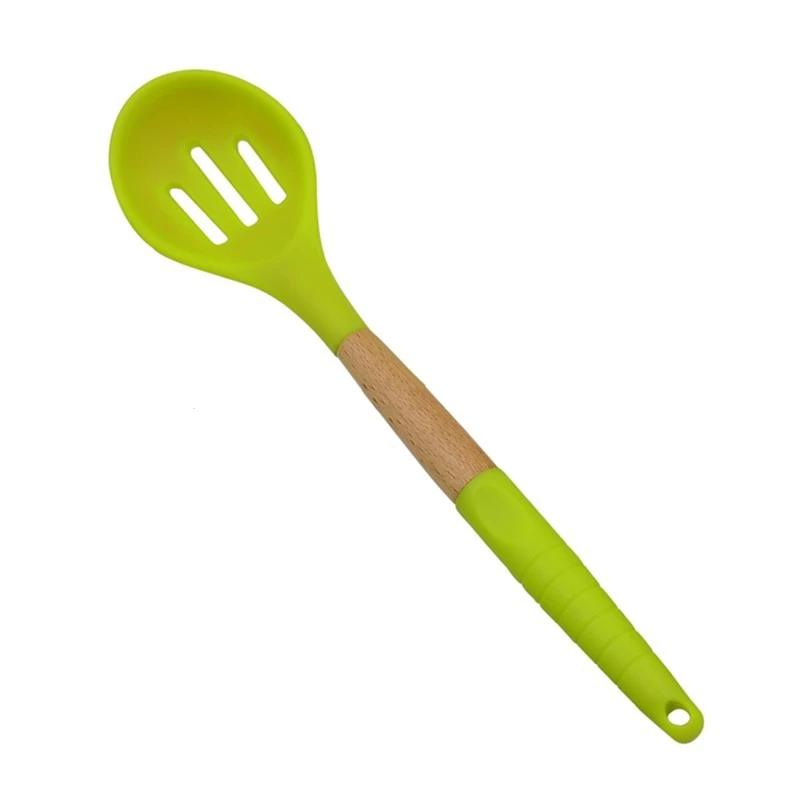 
New design 9pcs beech wood handle silicone kitchen utensils 