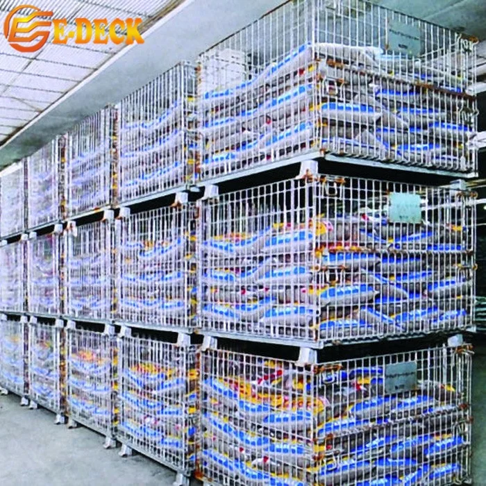 Оптовая продажа складной Складной Складской оцинкованный стальной сварной проволочной сетки запасные части для хранения цинковый контейнер корзина клетка