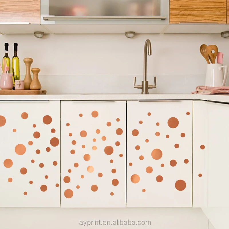 HM51010 Gold Copper Circle Wall Decal DIY Gold Dot Sticker