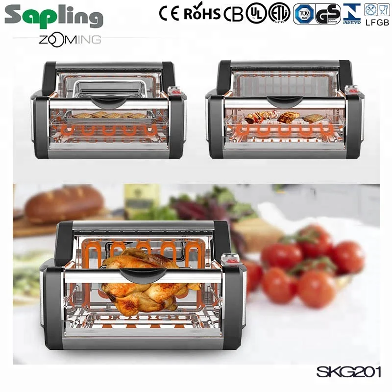 
1200W Stainless Steel Large view windows Mechanical/Digital control panel Multi-function chicken grill oven machine 