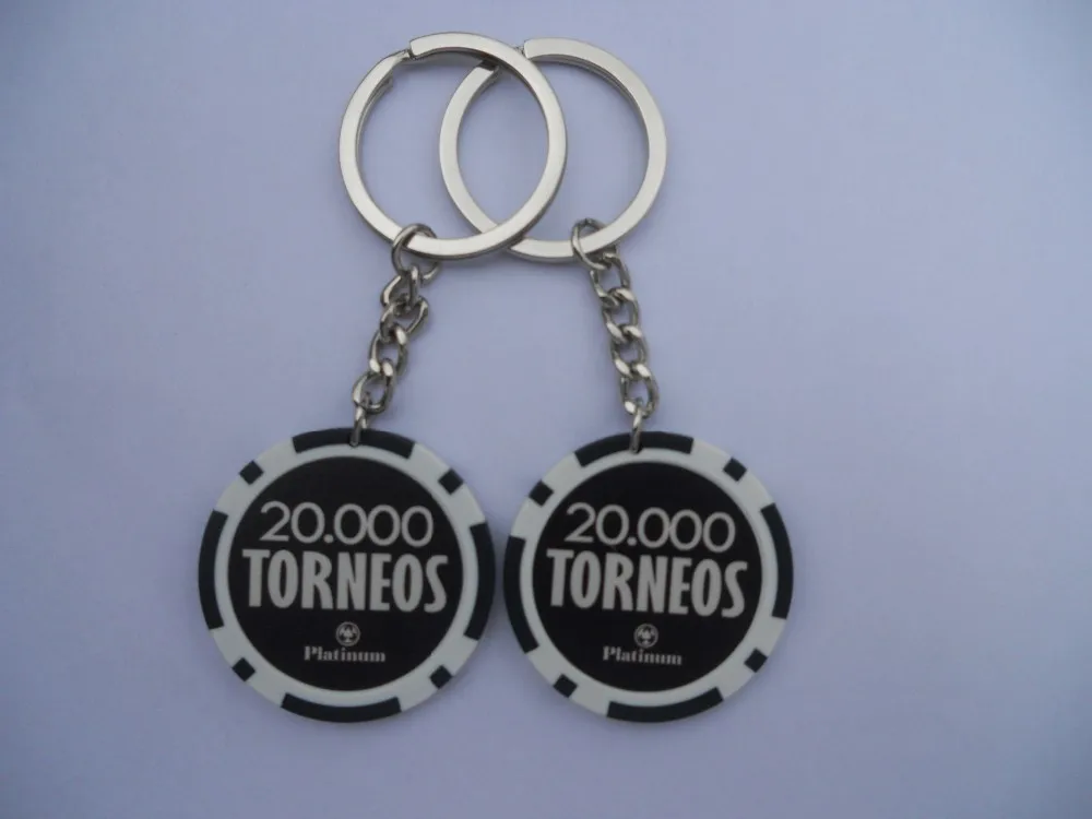 Custom made poker chip keychain keyring