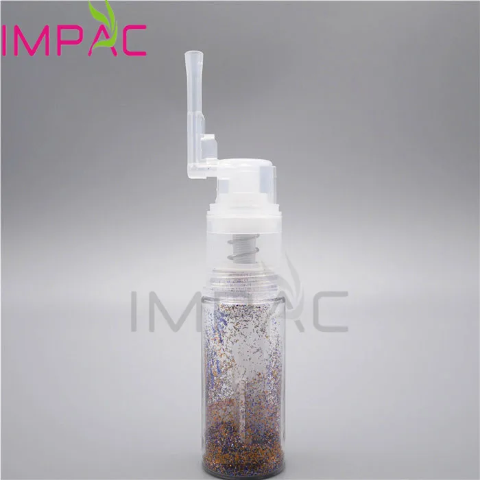 Transparent plastic hair powder bottle with powder sprayer for shimmer