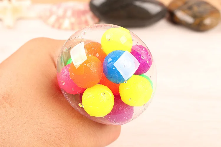 Kids Quality colorful beads inside ball toys grape DNA stress ball