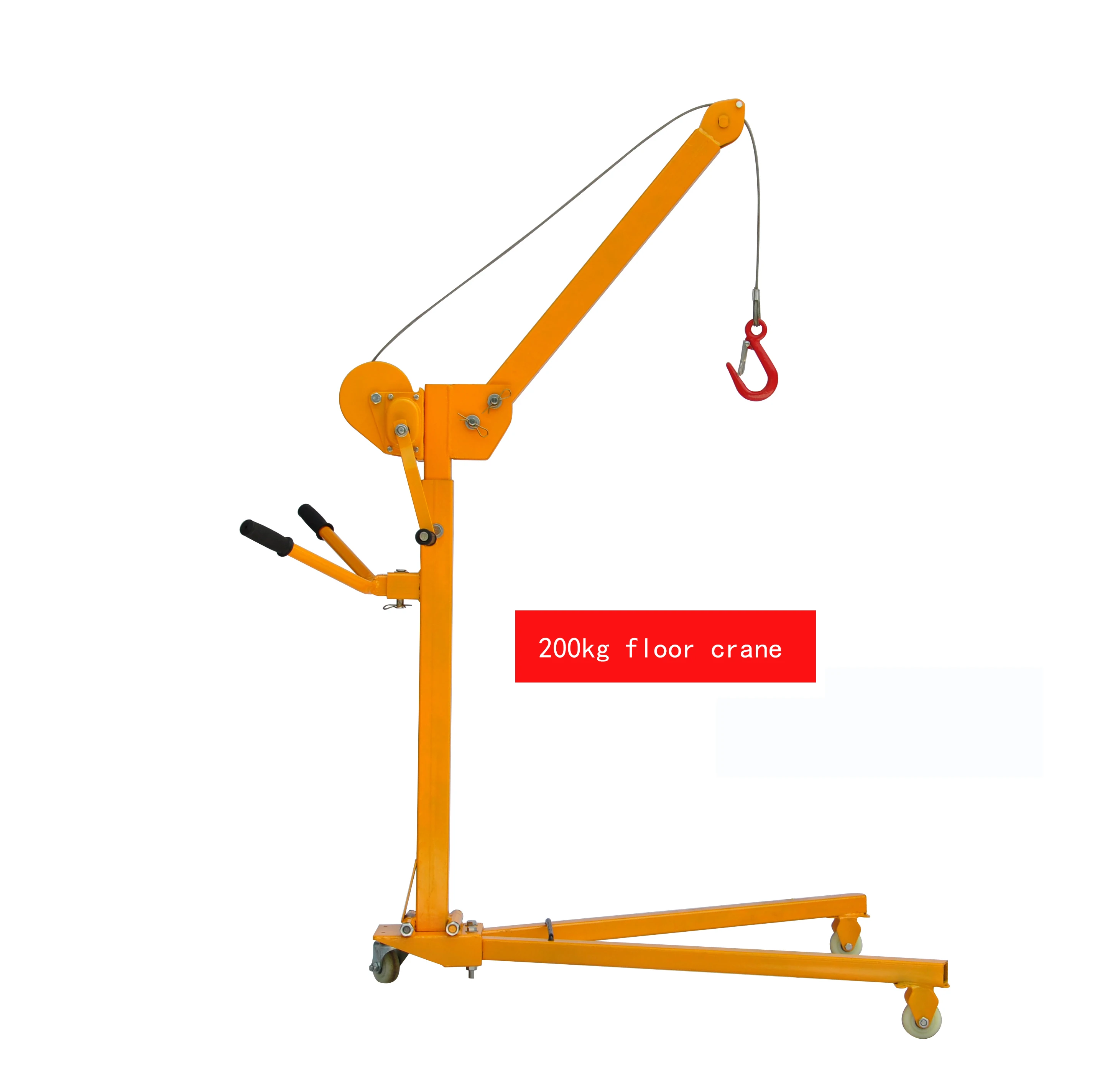 Mobile portable 200kg folding hoist manual lifting car crane hand crank small floor crane lifting machine loading