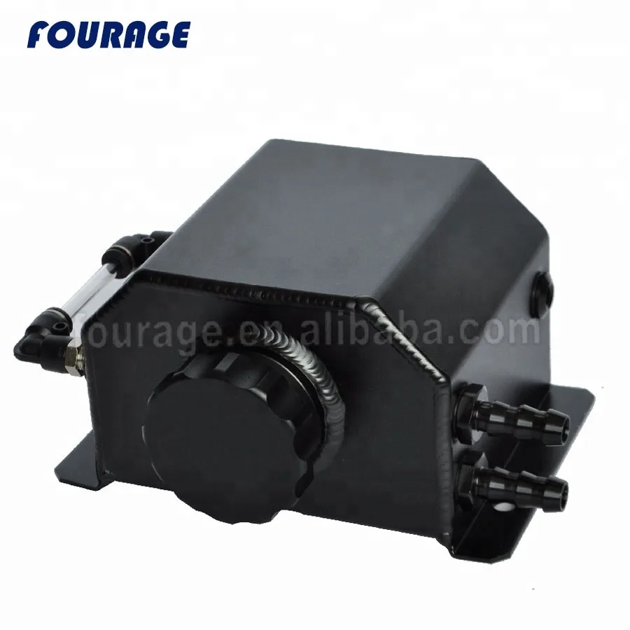 Fourage Universal Racing Car 1L Engine Breather Aluminum Alloy Reservoir Oil Catch Canister Tank With Drain-Plug