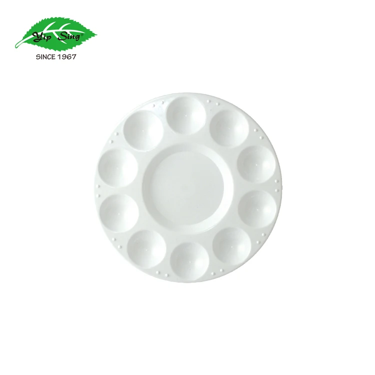 Yip Sing Wholesale white nail makeup color round 10 wells mixing plastic paint palette
