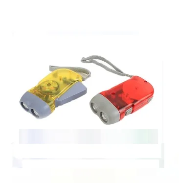 Mini 2 Led Dynamo Hand Press Flashlight Emergency Torch