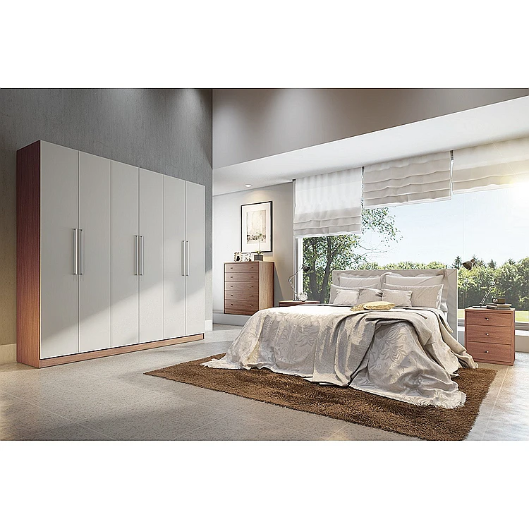 91 in. Wide Bedroom wooden wardrobe design pictures closet for sale  6 door wardrobe with many spaces godrej almirah for women