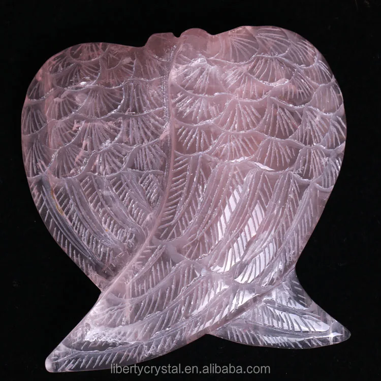 
Carved Crystal Angel Wings Figurines Healing Rose Quartz 