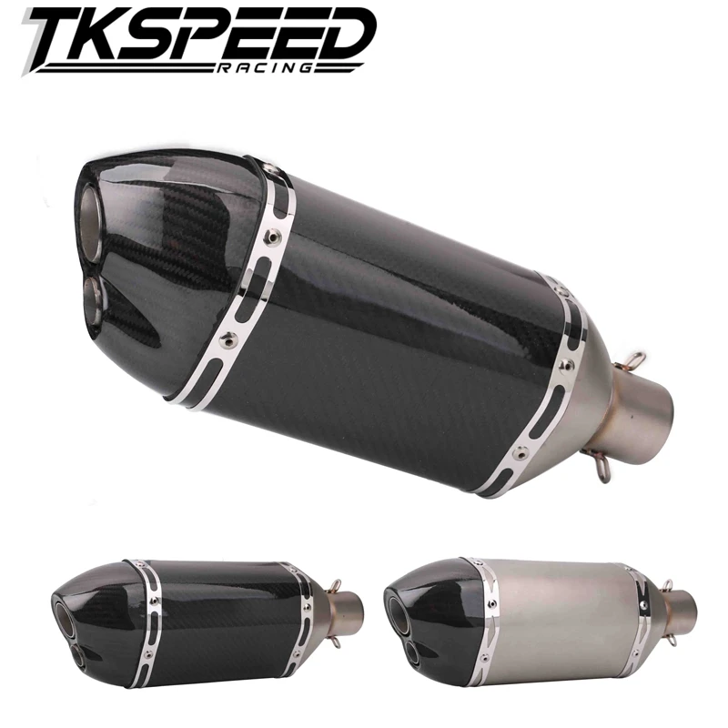 
 Модификация мотоцикла 51 мм глушитель из натурального углеродного волокна Выхлопной труб короткий двойной большой шестигранный  