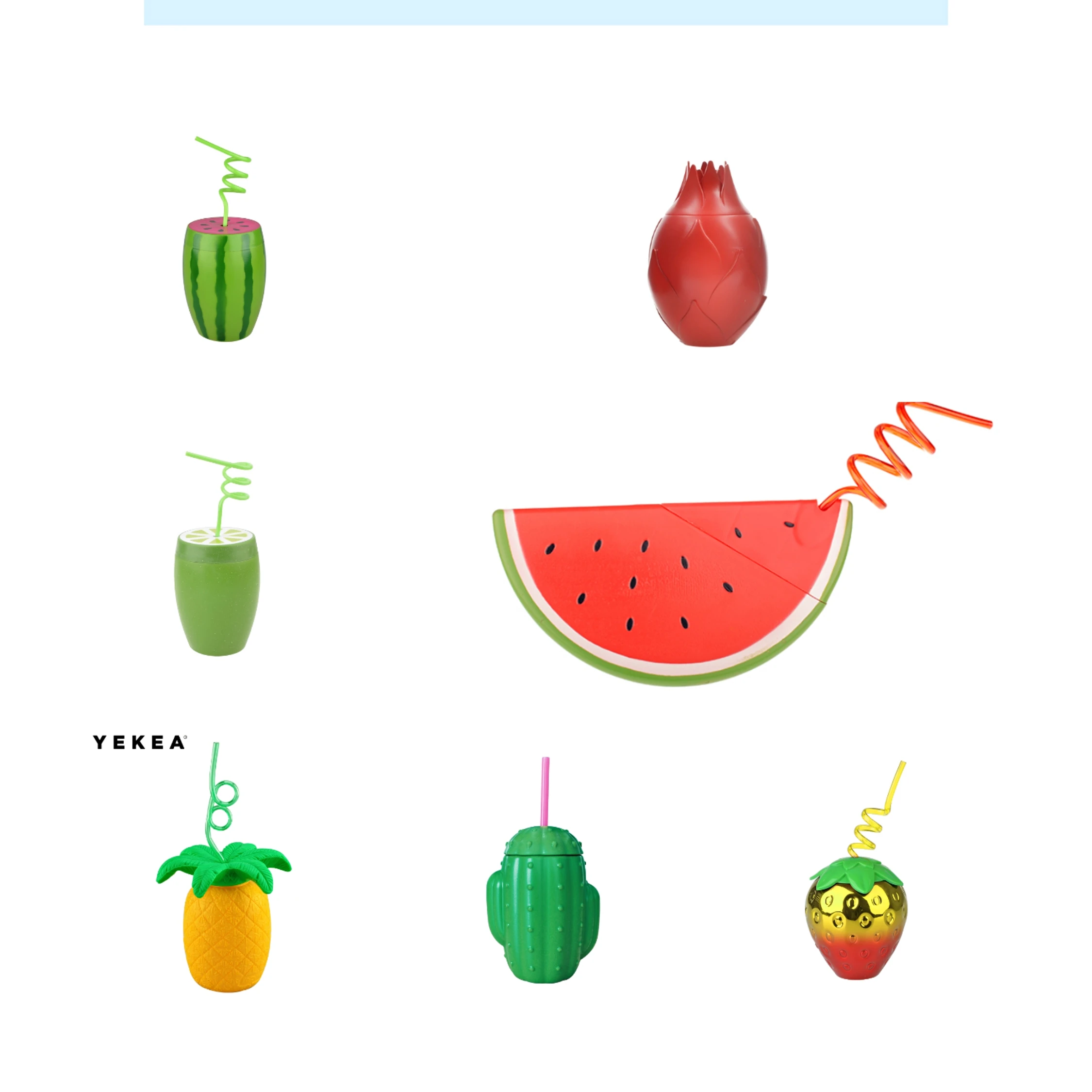YEKEA wholesale 30oz plastic Fruits shape water cups,party cups,BPA free juice watermelon shape tumbler for party