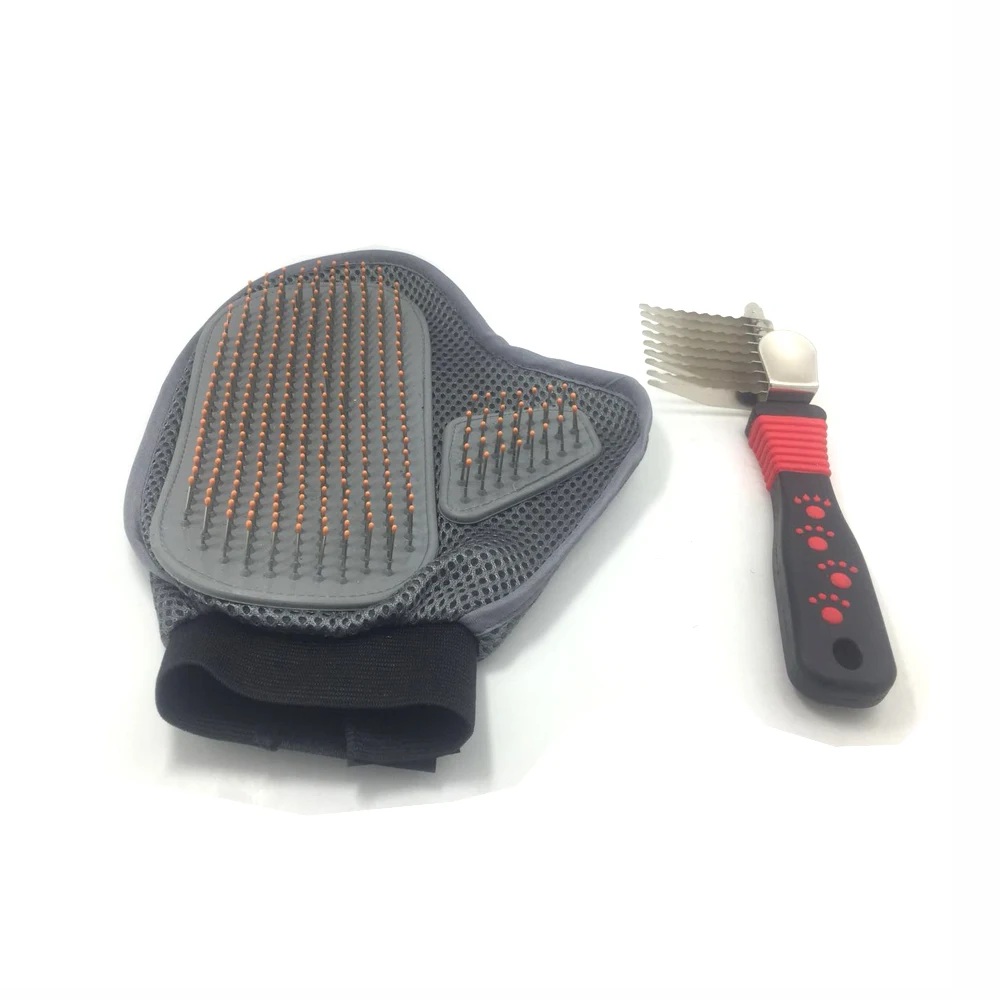 
Pet Grooming Tool Deshedding Gloves- Brush Comb Metal Tail Rake 