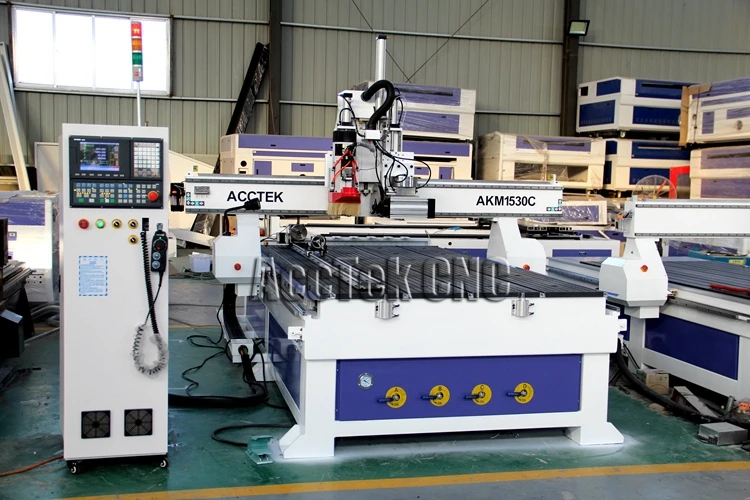 Auto tool changer AKM1327C circular saw cutting 4 axis wood cnc router for furniture kitchen cabinet door