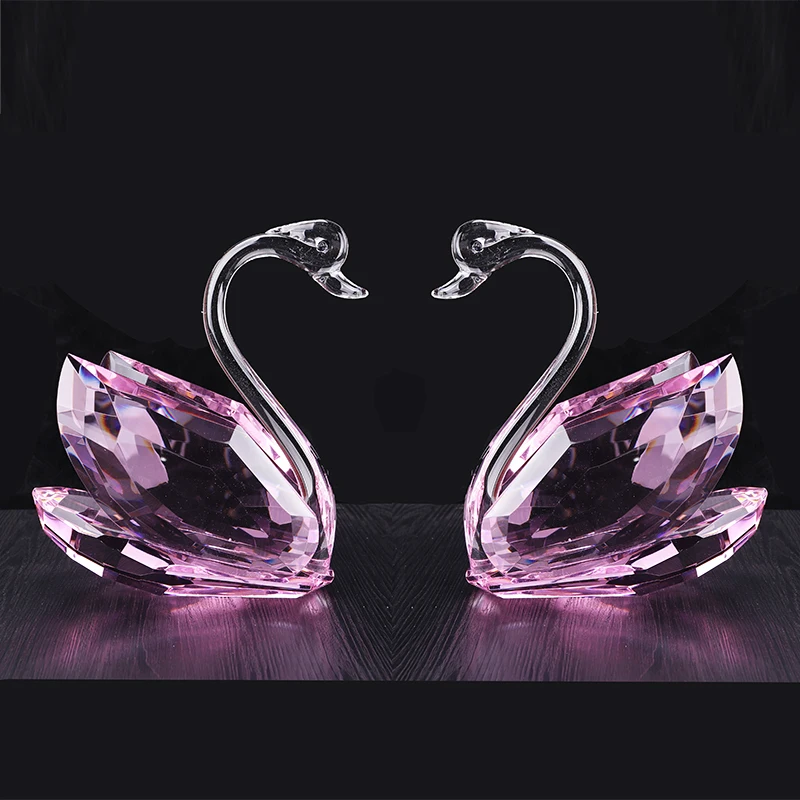 2021 new design super size pink crystal swan for wedding decoration