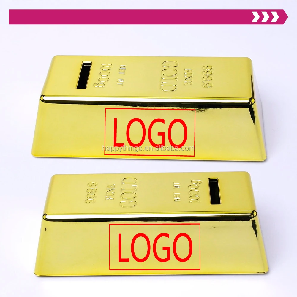 Good Quality Low MOQ Rectangle Shape Gold Decor Gold Bullion Money Saving Box
