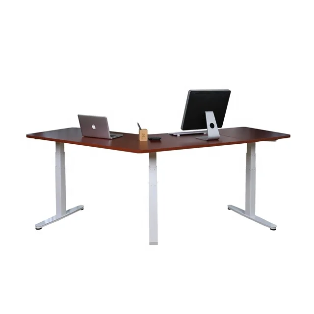 Factory Wholesale Price Office Furniture L Shape Electric Height Adjustable Stand Up Computer Desk