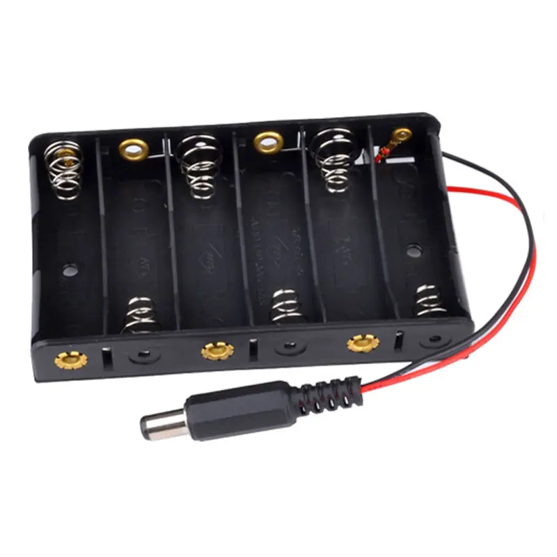 Battery Case Holder 6 x 1.5V AA batteries DIY Storage Box With DC2.1 Power Jack 6*AA 9V Battery Case